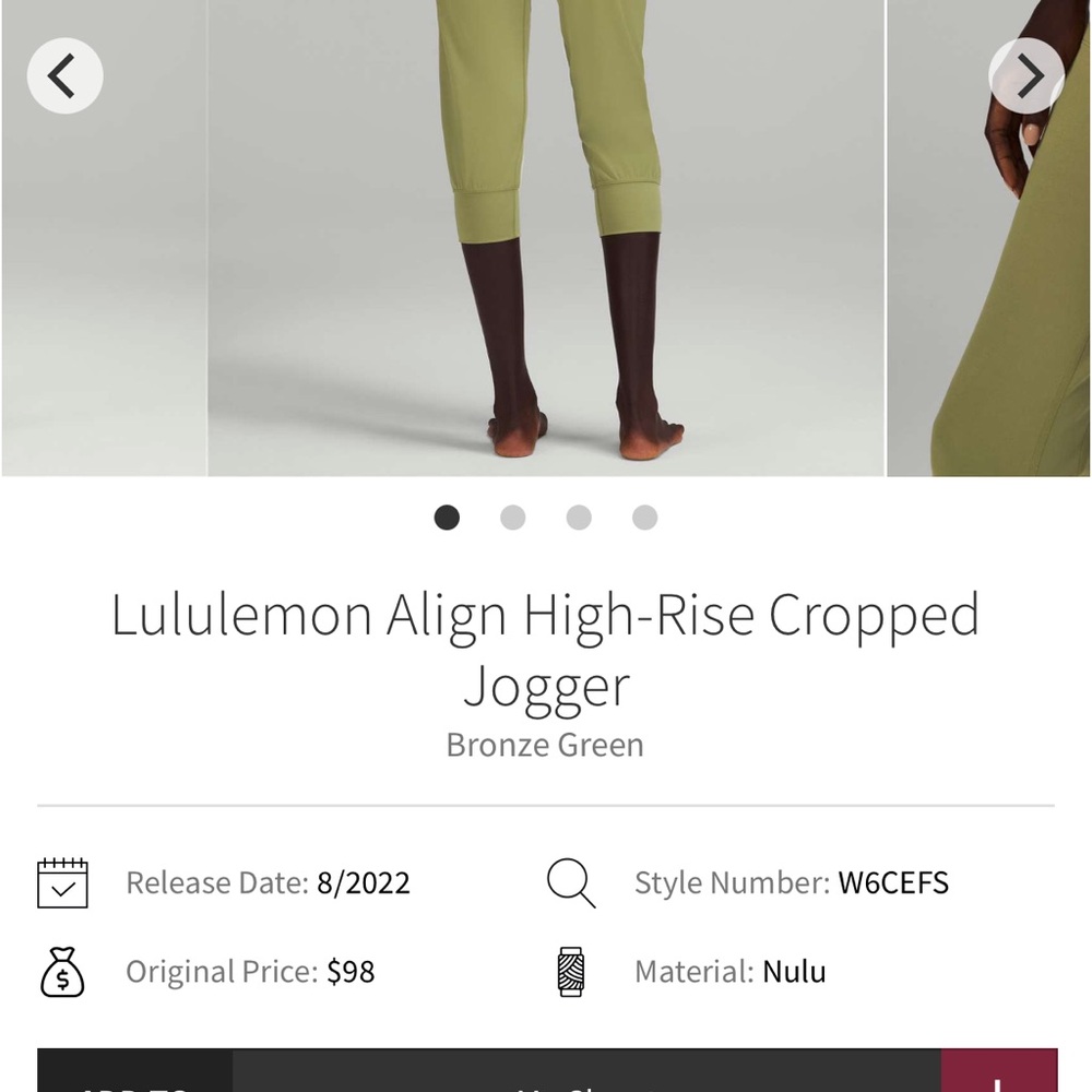 lululemon athletica Align High-Rise Cropped Jogger - Green